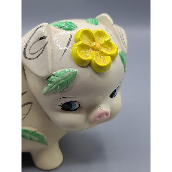 Fred Roberts San Francisco Taiwan Vintage Pig Piggy Bank Cream Yellow - Picture 7 of 11